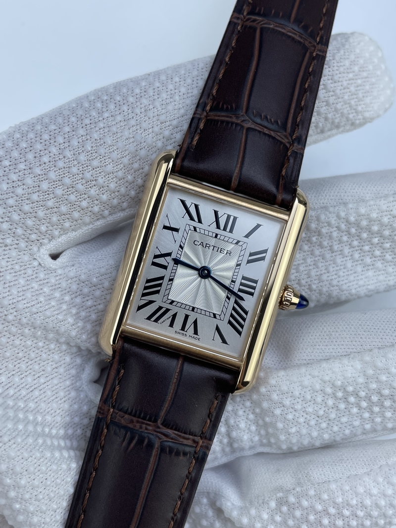 (준비완료/특급배송)NO.2896/AF공장 까르띠에 탱크머스트 25.5미리 라지사이즈 브라운스트랩